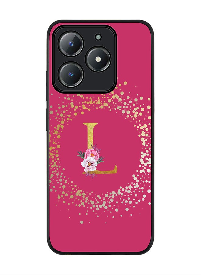 Stylizedd For Realme C63 / Realme C61 4G Case,Slim fit Camera Protection, Shockproof Thin Phone cover  - Custom Monogram Floral - L ( Deep Pink ) - Image 1