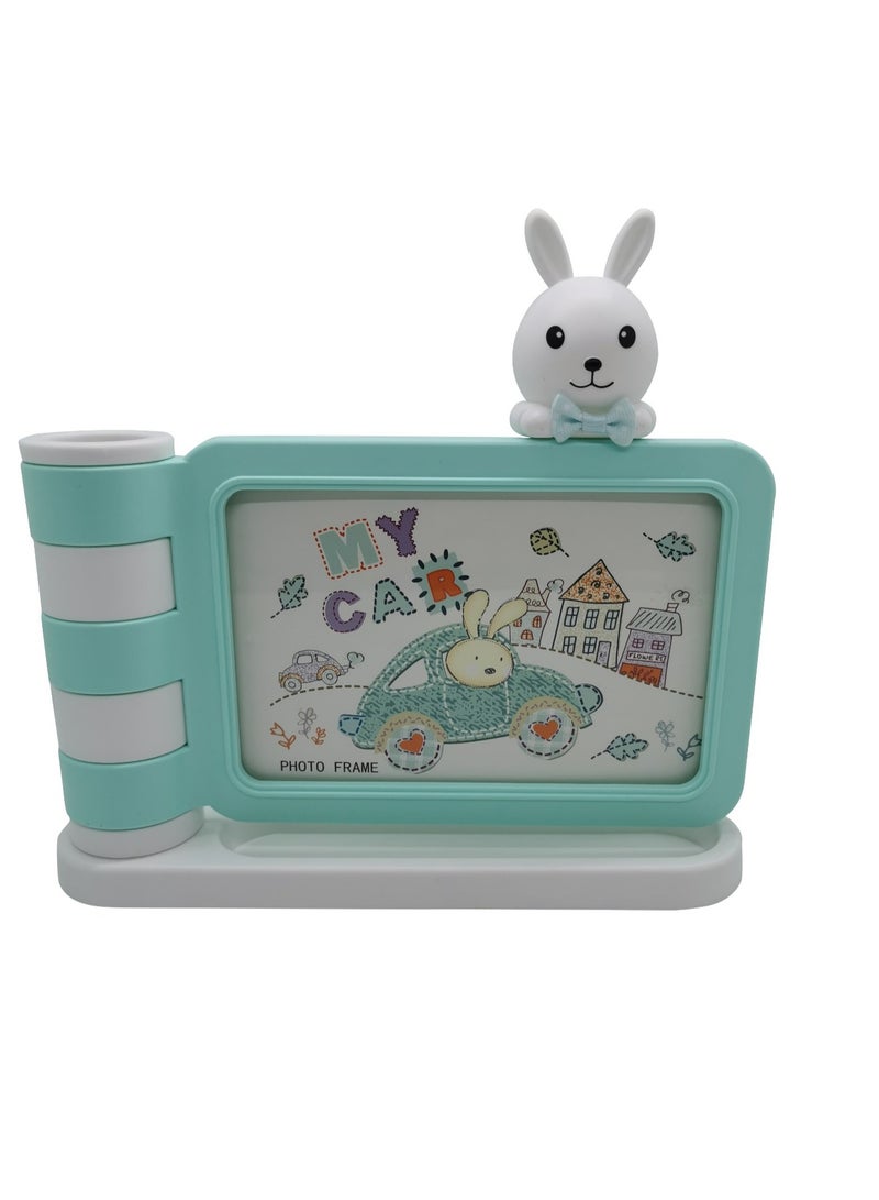 Home Decor Kids Creative Design Desktop Photo Frame with Pen Pencil Holder  - Image 1