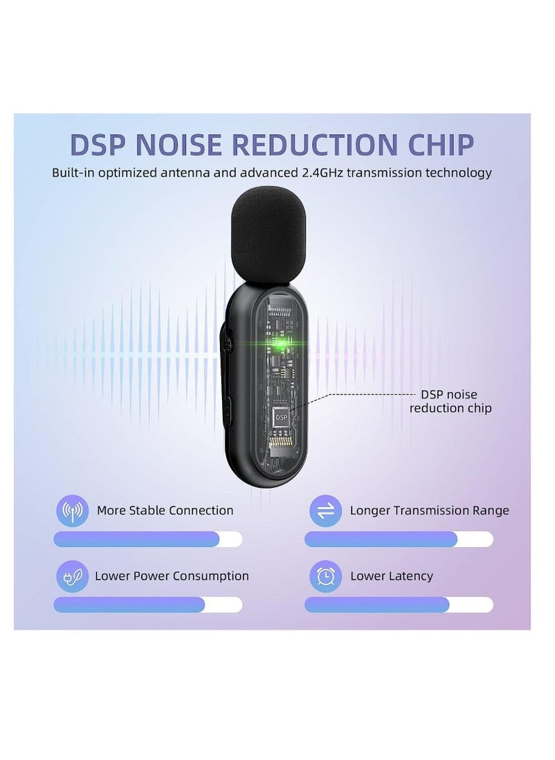 Captaintech Wireless Microphone , 7 Hours Battery Life,Mini Microphone 3 Mode Denoising for Video Recording and Vlog  - Image 2