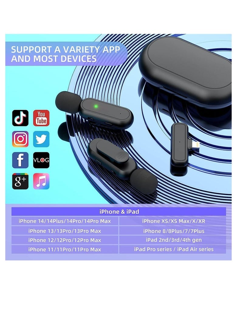 Wireless Microphone , 7 Hours Battery Life,Mini Microphone 3 Mode Denoising for Video Recording and Vlog
