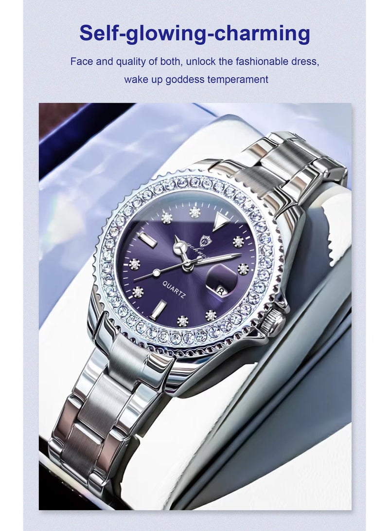 جوهوس ساعة نسائية، كوارتز، فولاذ مقاوم للصدأ، مقاومة للماء، تناظرية، فاخرة، ساعة يد نسائية - 34 مم - Image 5