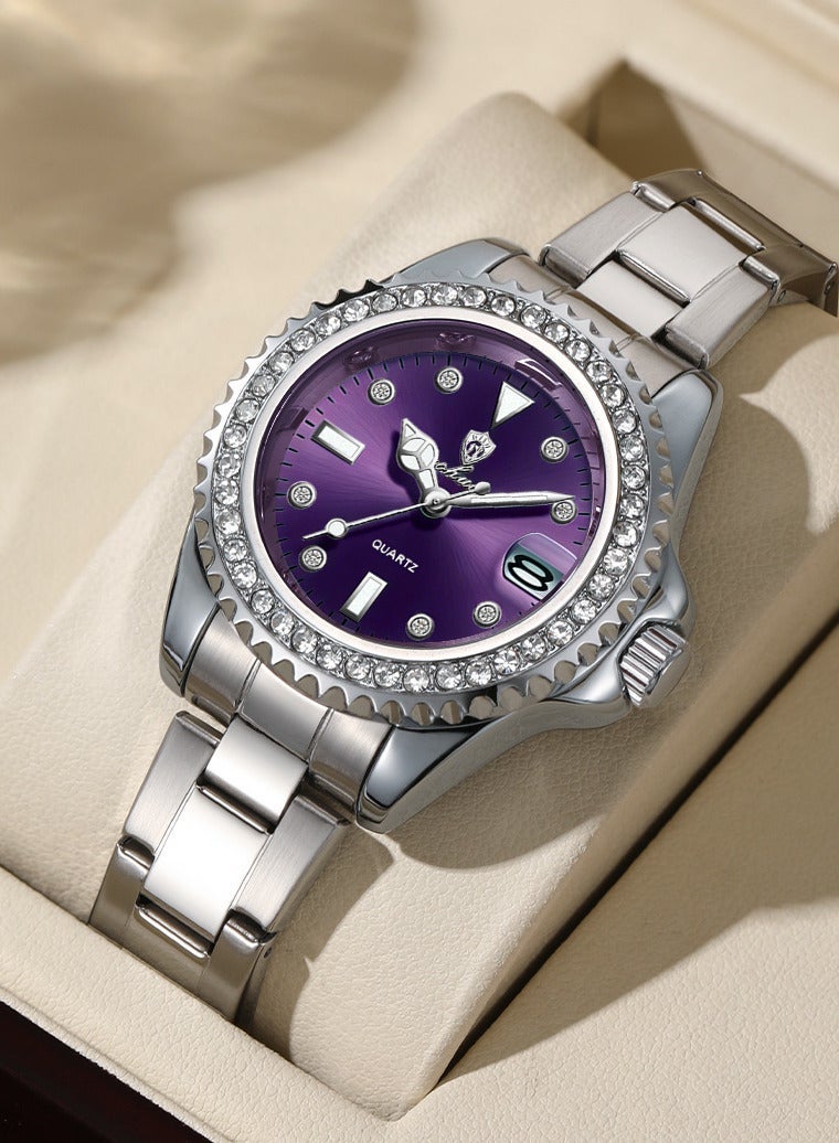 جوهوس ساعة نسائية، كوارتز، فولاذ مقاوم للصدأ، مقاومة للماء، تناظرية، فاخرة، ساعة يد نسائية - 34 مم - Image 1