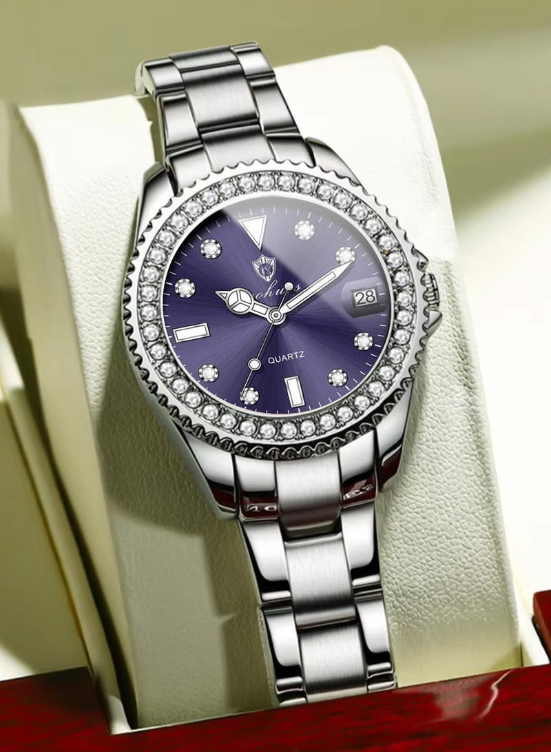 جوهوس ساعة نسائية، كوارتز، فولاذ مقاوم للصدأ، مقاومة للماء، تناظرية، فاخرة، ساعة يد نسائية - 34 مم - Image 3