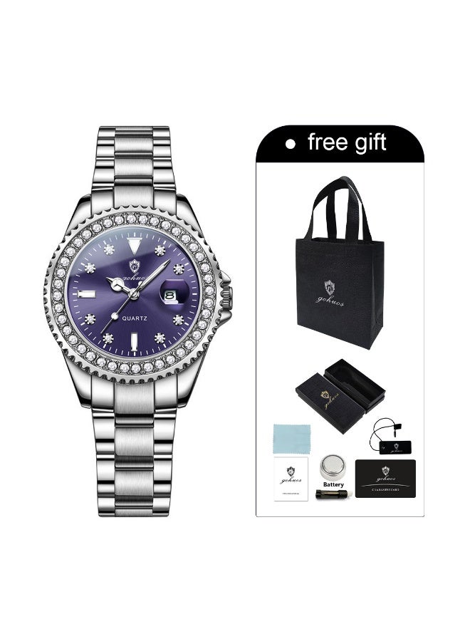 جوهوس ساعة نسائية، كوارتز، فولاذ مقاوم للصدأ، مقاومة للماء، تناظرية، فاخرة، ساعة يد نسائية - 34 مم - Image 2