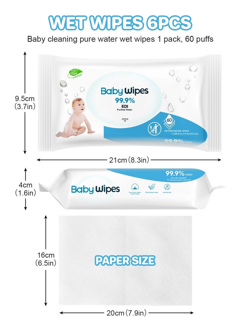 URbazaar Original Baby Wipes, 99.9% Water, 3-In-1 Cleans, Cares, Protects, Unscented & Hypoallergenic, 360 Count (6 Packs) - Image 2