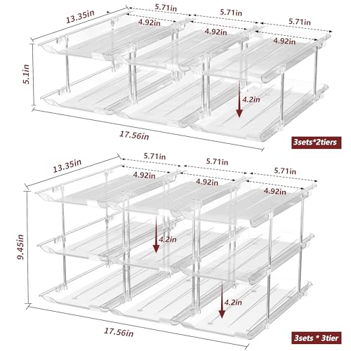 Attelite Can Organizer for Pantry, 3 Sets 2Tiers Can Storage Organizer Pantry, Soda Can Organizer for Fridge 24 Cans Rack Automatic Rolling Stackable Canned Food Organizer,Clear - Image 2