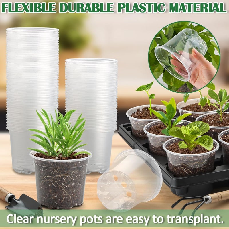 RooTrimmer 12 Cell Nursery Pot Trays 5 Pack with 4 Inch Clear Plant Pots 60 Pack, Thick Sturdy Seeds Starting Germination Shuttle Carrying Trays, Black Small Planter Nursery Propagation 5 Sets - Image 4