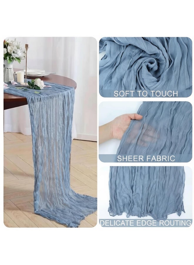 Farahom Cheesecloth Table Runner, 300cm Boho Rustic Gauze Cheese Cloth Semi-Sheer Runners for Wedding Party, Baby Bridal Shower, Home Table Centerpiece Decorations, Birthday, Dusty Blue - Image 3