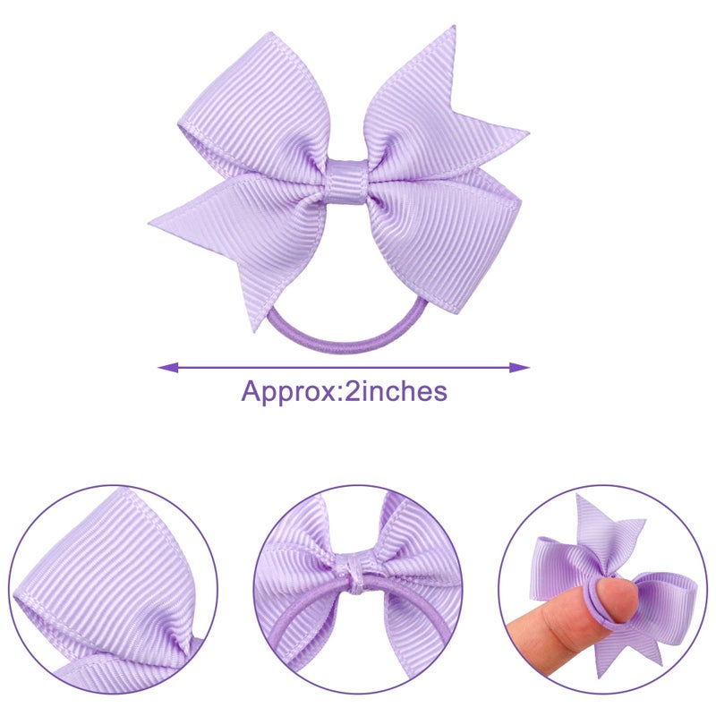 BBgifts 50PCS 2Inch Hair Bows Ties Baby Girls Kids Children Rubber Bands Grosgrain Ribbon Hair Bows Elastic Hair Ties Bands Ponytail Holders Hair Accessories Multi-colored - Image 2