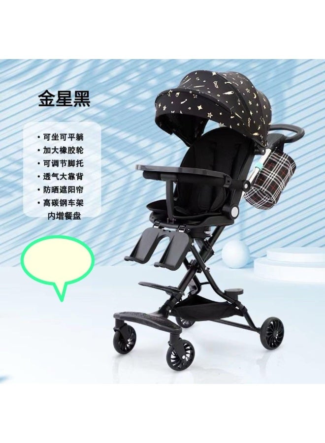 Baby Stroller With Double Rear Brakes & Handle Washable Lightweight Pushchair-Foldable, Reversible & Adjustable Baby Travel Trolley