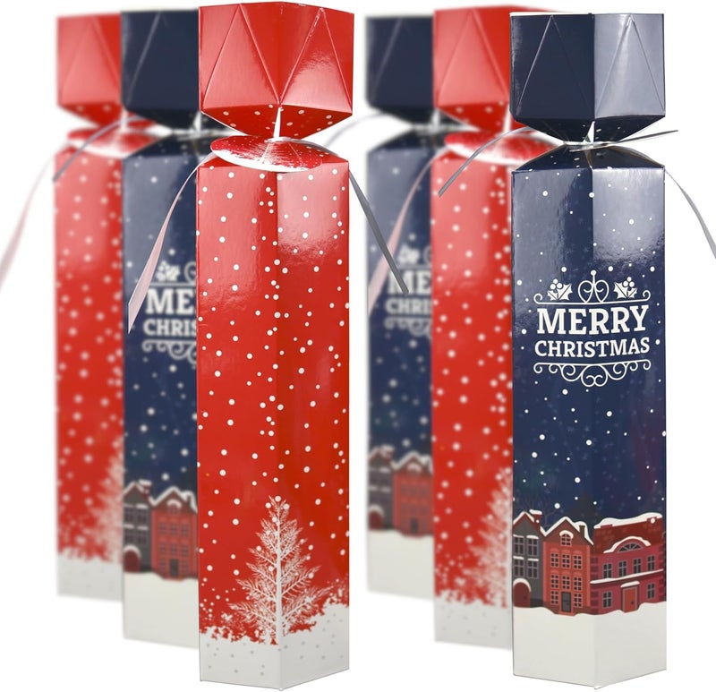 Iconikal Christmas Wine Gift Boxes 6Pack Red and Blue Designs PopOut Into Shape - Image 1