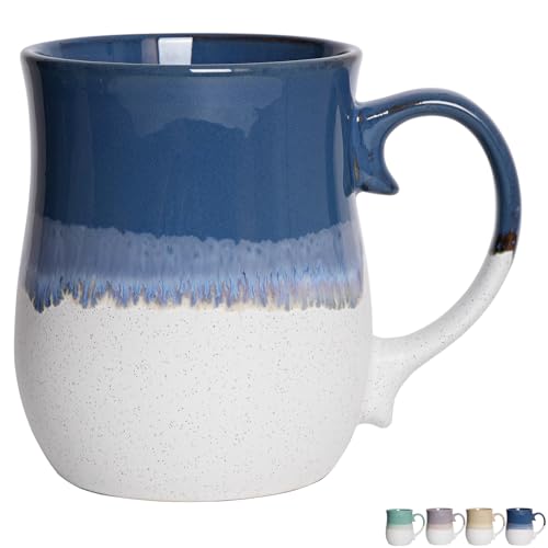 Bosmarlin Extra Large Ceramic Coffee Mug 26 Oz Dishwasher and Microwave Safe Big Oversized Tea Cup Reactive Glaze Deep Blue - Image 1