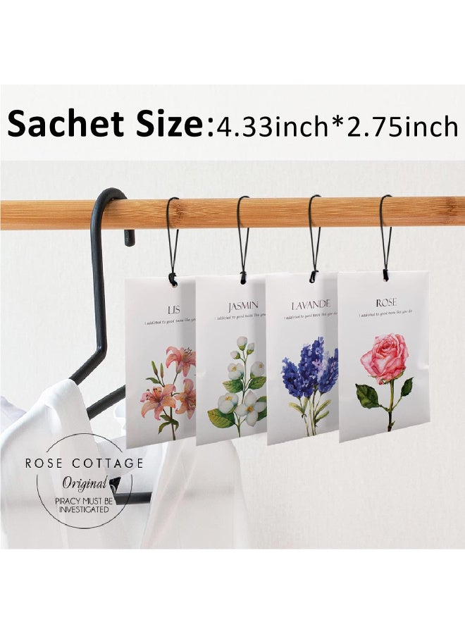 موثوقية التنبؤ عبوة من 12 كيس معطر زهور، 4 عطور معطر خزانة الملابس بالورد واللافندر والزنبق والياسمين، معطر معطر للأدراج والحمام والأحذية والسيارة - Image 3