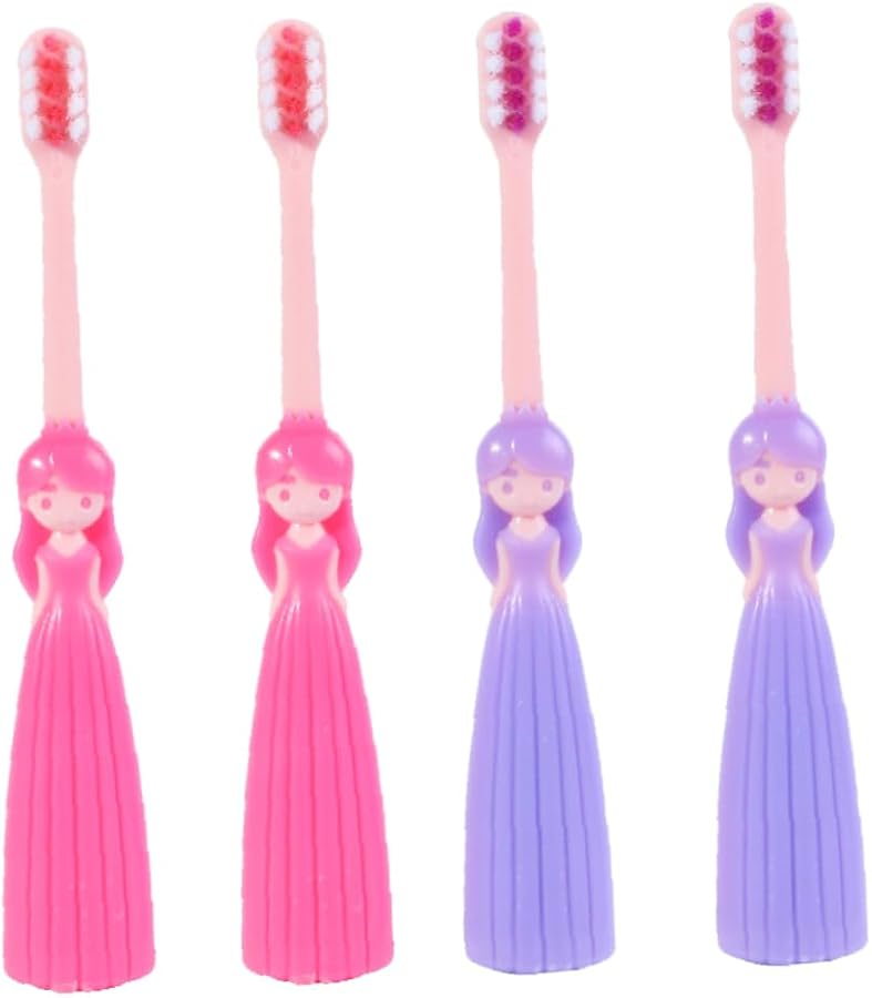 4pcs Cartoon Toothbrushes For Kids Soft Bristles Princess Prince Design - Image 1