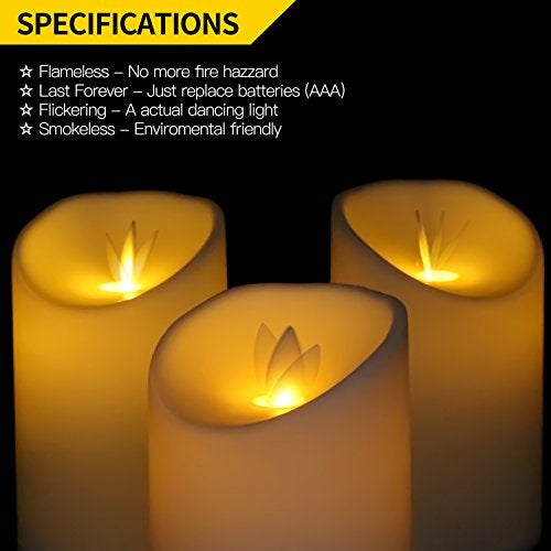 Novelty Place Flickering LED Candles, Lifelike Swinging Flame Battery Powered Realistic Flameless LED Candle - Warm White - Image 4