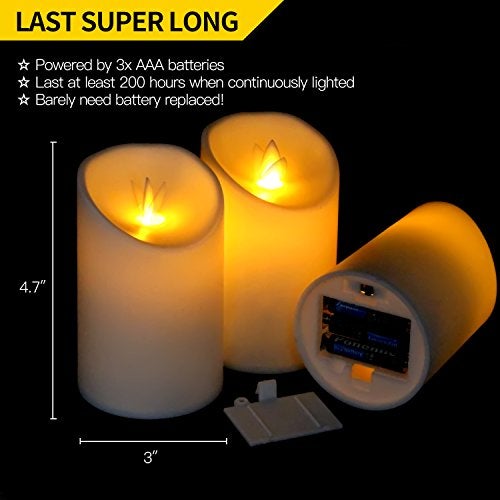 Novelty Place Flickering LED Candles, Lifelike Swinging Flame Battery Powered Realistic Flameless LED Candle - Warm White - Image 3