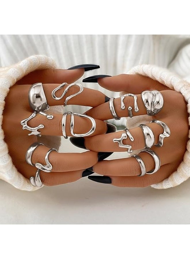 Women’s Silver Chunky Rings Set | Silver Plated Thick Dome Stackable Open Rings | Trendy Minimalist Layered Jewelry | Elegant Gift - Image 2