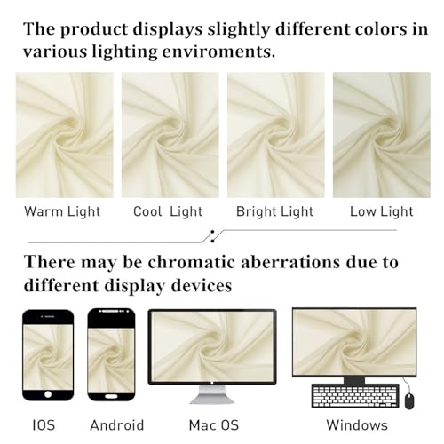 Lecloud Cream Sheer Curtains 84 Inches Long 2 Panels Set, Elegant Light Filtering Window Curtains with Rod Pocket, Airy Voile Transparent Dreaps for Living Room Decor, Each Panel 42 X 84 Inch - Image 4