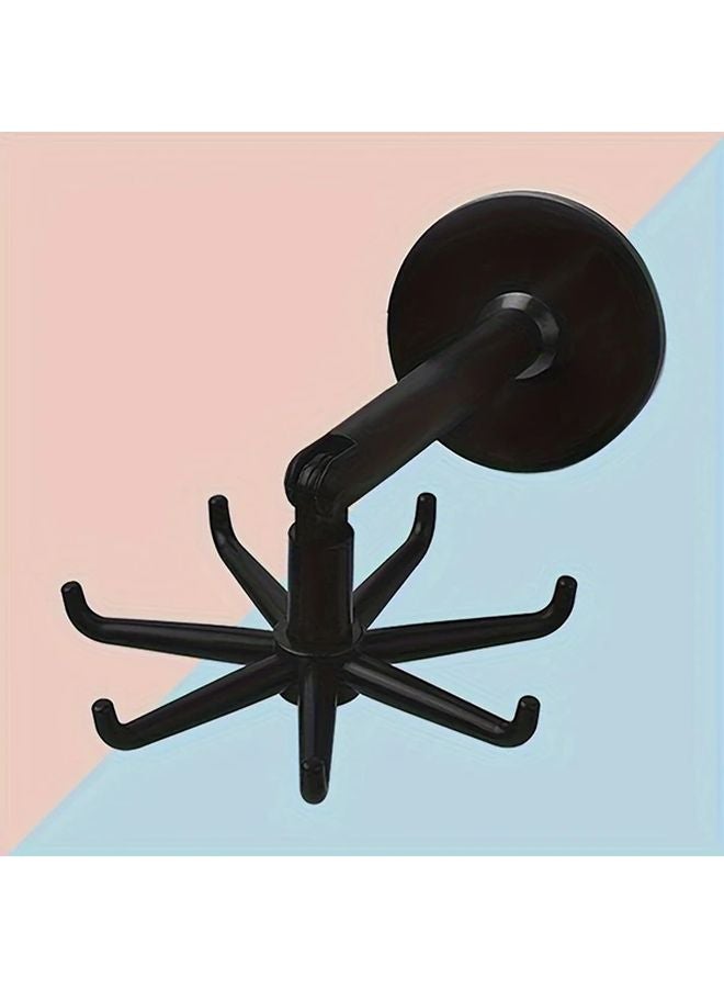 Black 7 Claw Rotating Hook Wall Mounted No Drilling Holds 11 Lbs 360 Degree - Image 1