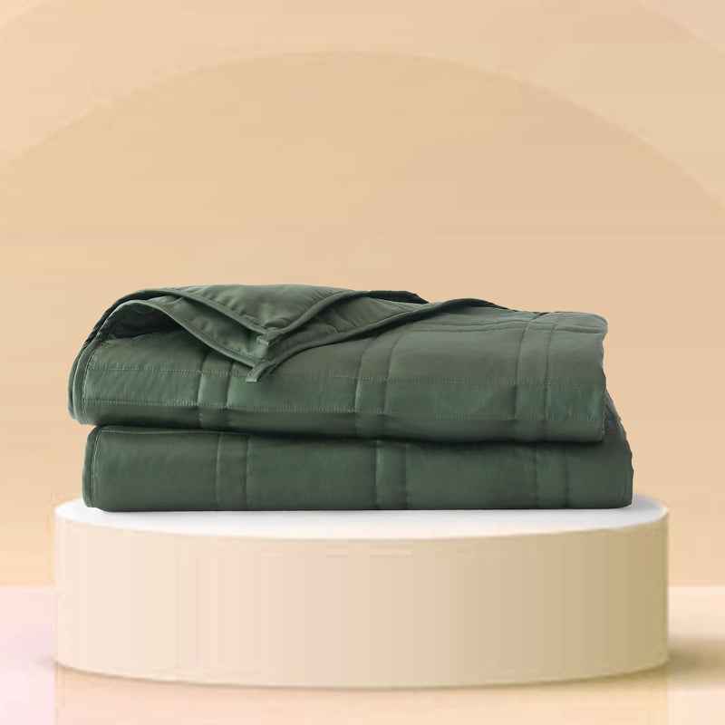 Baloo Weighted Blanket for Adults 12 lb Throw Spruce Green 42x72  Cool  100 Cotton  Machine Washable  Dryer Safe  Glass Microbead Fill