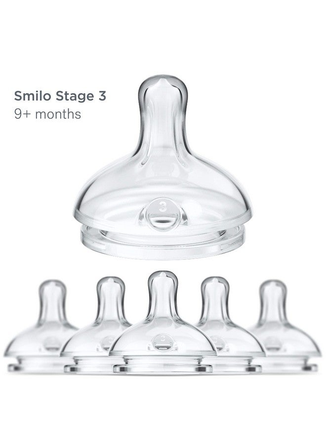 Smilo Anti-Colic Bottle Nipple, Fast Flow 9M+, Stage 3 Suitable from 9 Months, Smooth Flow Anti-Colic (Pack of 6) - Image 2