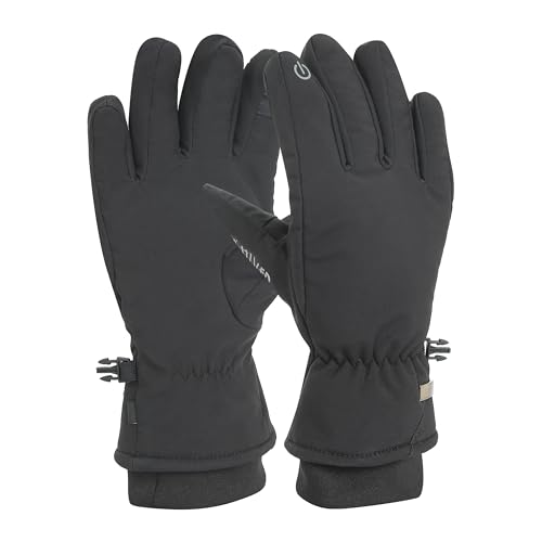 HIVER Womens Waterproof Gloves with Touchscreen Winter Gloves for Cold Weather Snow Minus Degrees for Trekking, Travelling (Medium, Black) - Image 1