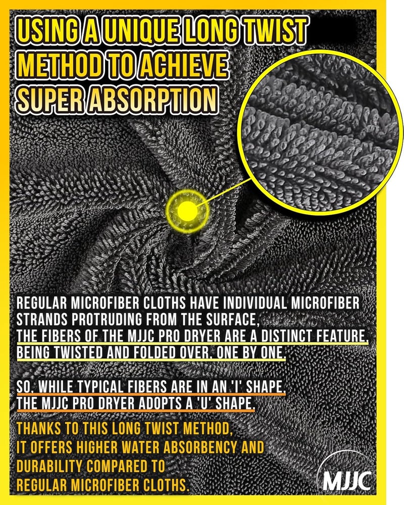 MJJC Pro Dryer Plush Silk Microfiber Drying Towel Set (2 Sizes: 20” x 20” & 30” x 36”) for Cars, Trucks, SUVs, RVs, and Home - Image 5