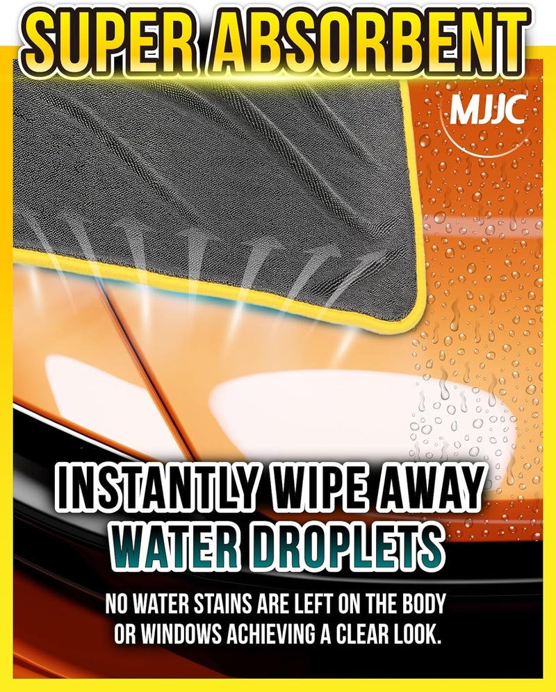MJJC Pro Dryer Plush Silk Microfiber Drying Towel Set (2 Sizes: 20” x 20” & 30” x 36”) for Cars, Trucks, SUVs, RVs, and Home - Image 3