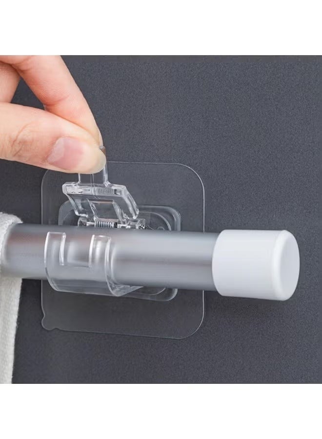 10PCS No Drill Curtain Rod Brackets No Drilling Self Adhesive Curtain Rod Holder Hooks - Image 5