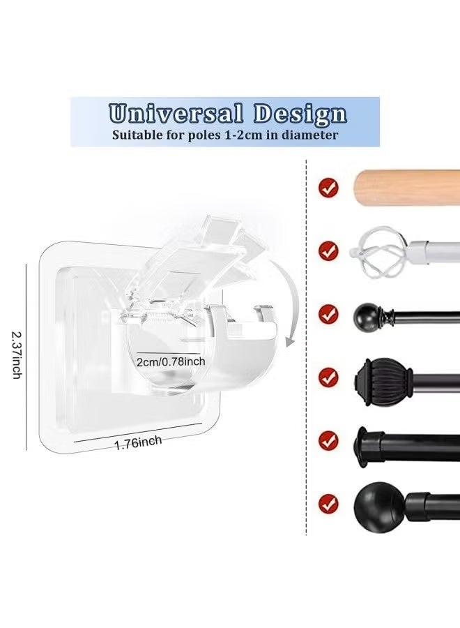 10PCS No Drill Curtain Rod Brackets No Drilling Self Adhesive Curtain Rod Holder Hooks - Image 4