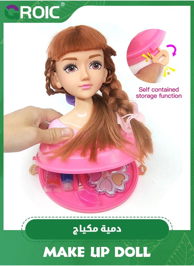 GROIC Doll Head for Hair Styling and Make Up for Little Girls, Small Styling Head Doll with Hair Accessories for Girls Makeup Practice, Makeup Doll Head for Hair Styling Kids Toy Kit  - Image 5