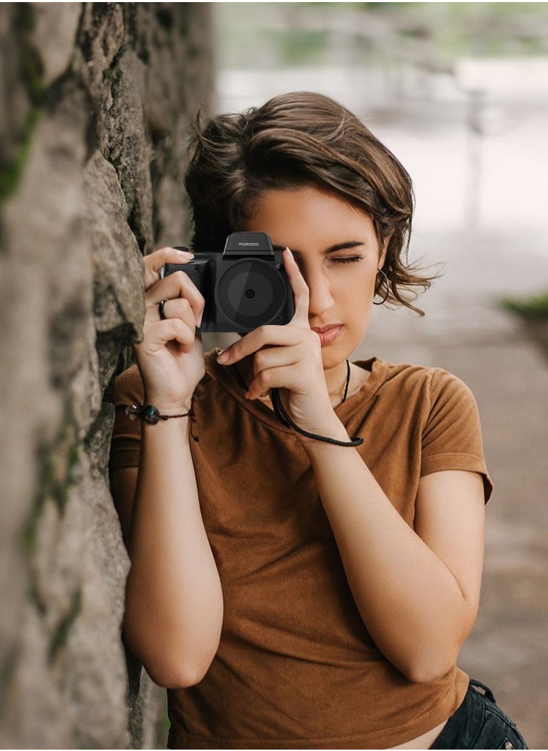 porodo - 50MP Digital Camera with 16x Zoom and Flip Flash / 2.2" Screen/ 4K Video / 180° Flip Screen for selfies - Black - Image 1