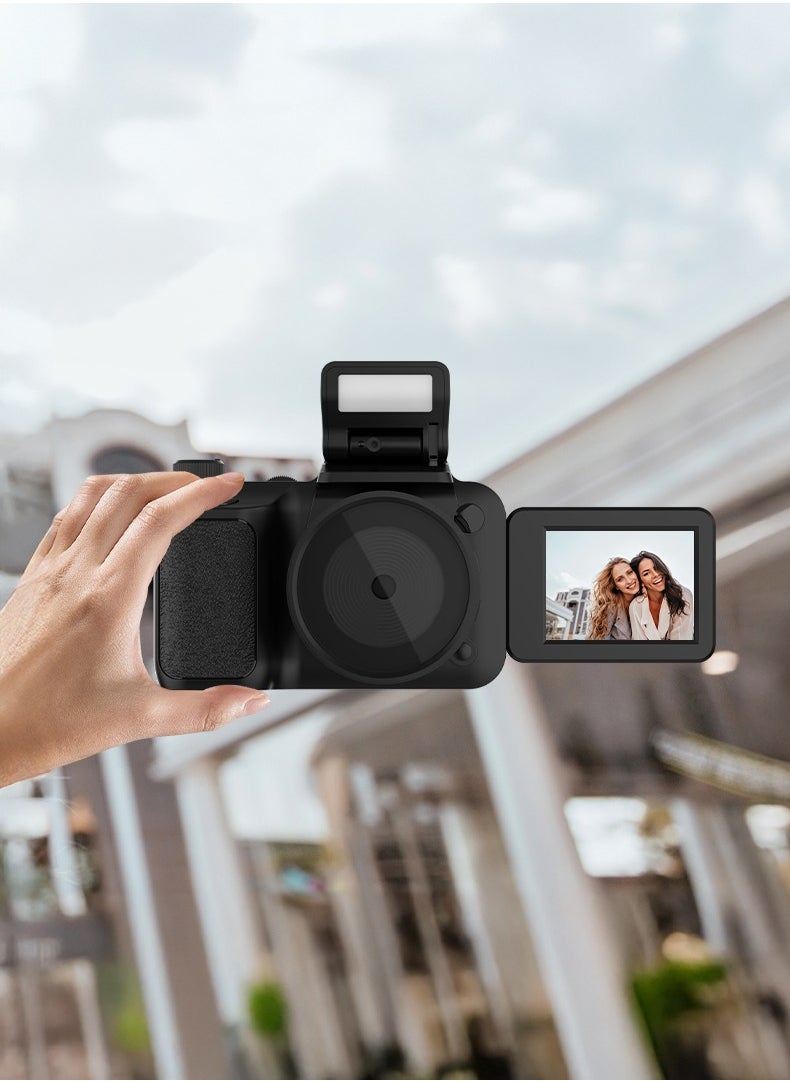 porodo - 50MP Digital Camera with 16x Zoom and Flip Flash / 2.2" Screen/ 4K Video / 180° Flip Screen for selfies - Black - Image 1