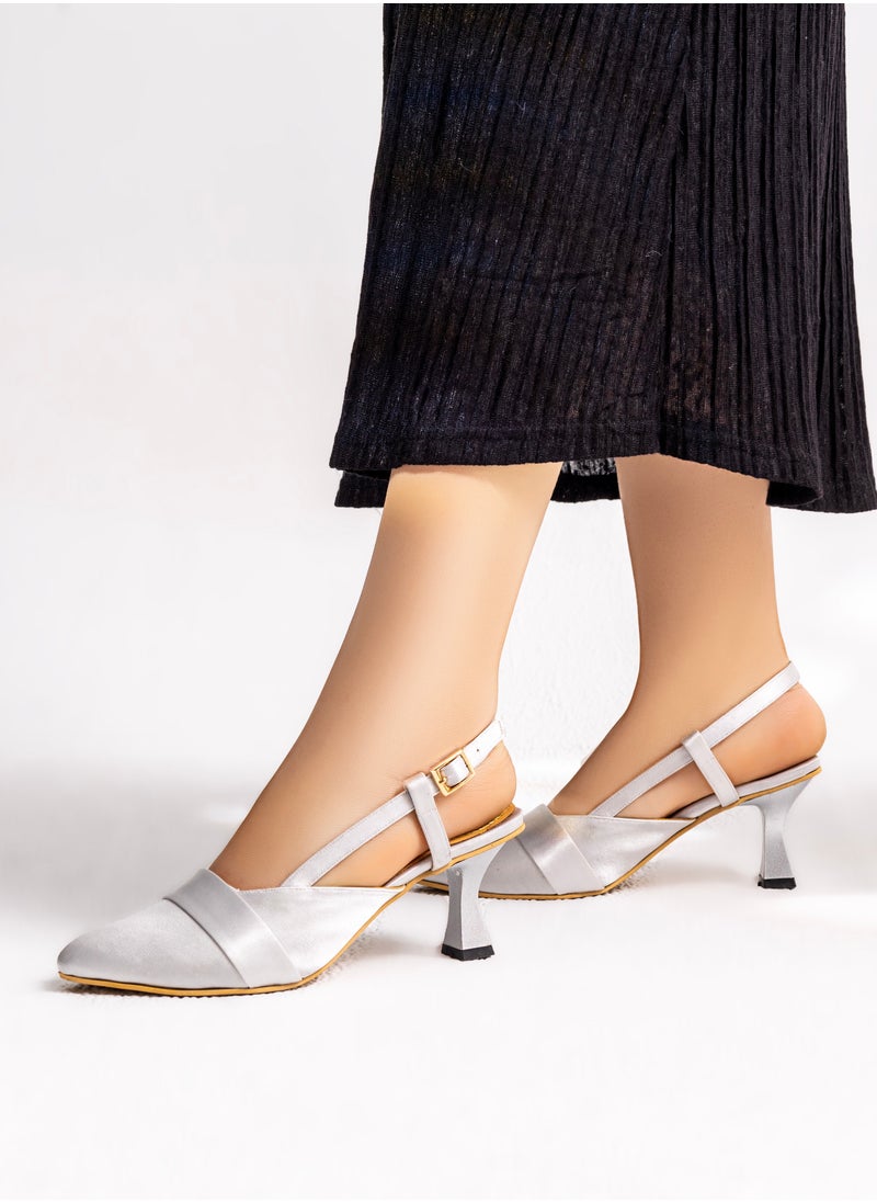 LIFESTYLISH Shoes Satin Material Elegant F-29 -  Silver 