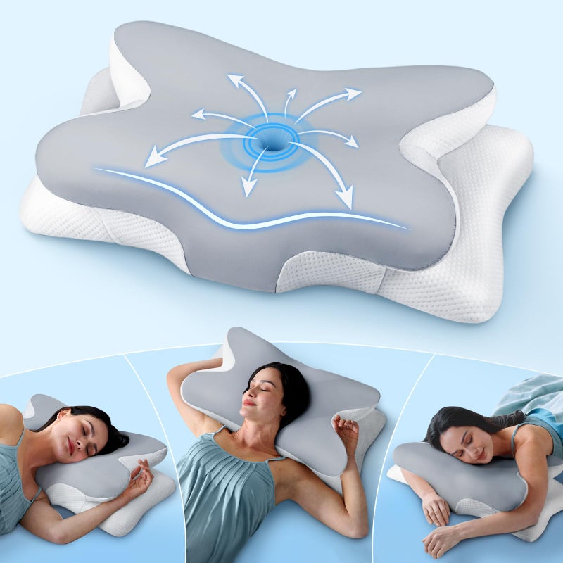 Cozyplayer Effective Pain Relief Cervical Neck Pillow for Sleeping, Ergonomic Cooling Side Sleeper Pillow for Neck Support, Odorless Orthopedic Contour Memory Foam Pillows, Bed Pillow for Back Stomach Sleeper - Image 1