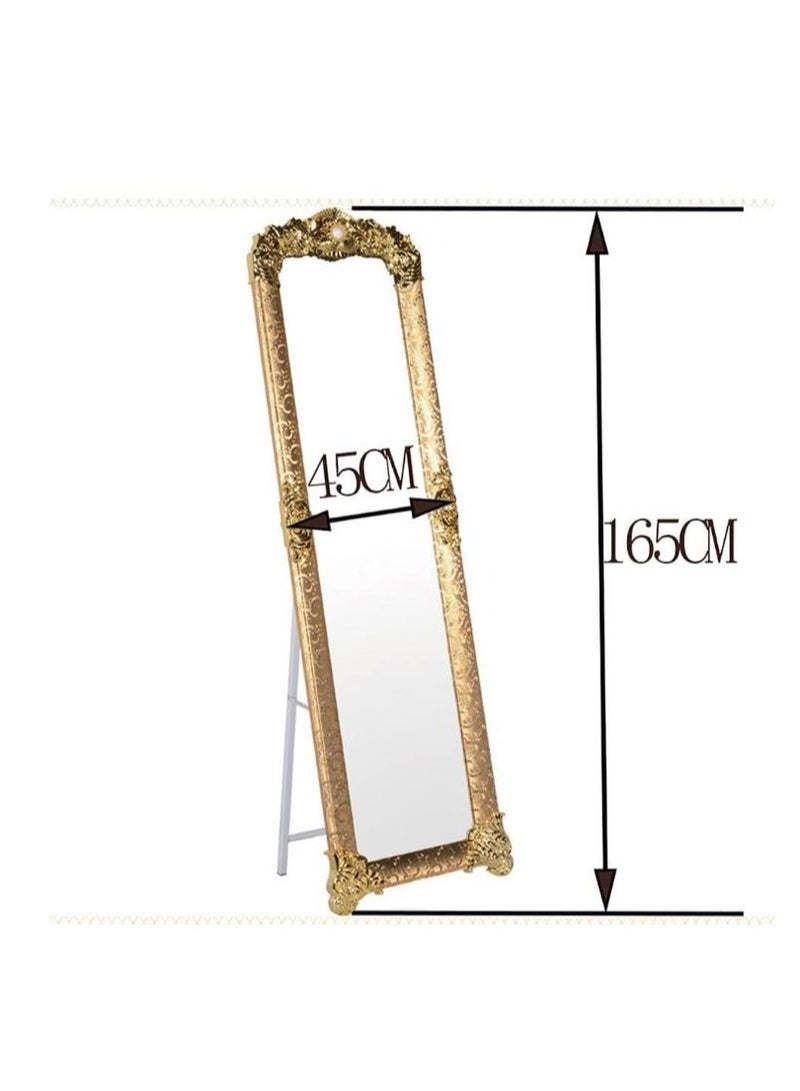 Golden Metal Framed Decorative Dressing Floor Standing Mirror, Full Body Mirror Gold 165X45 Cm  - Image 2