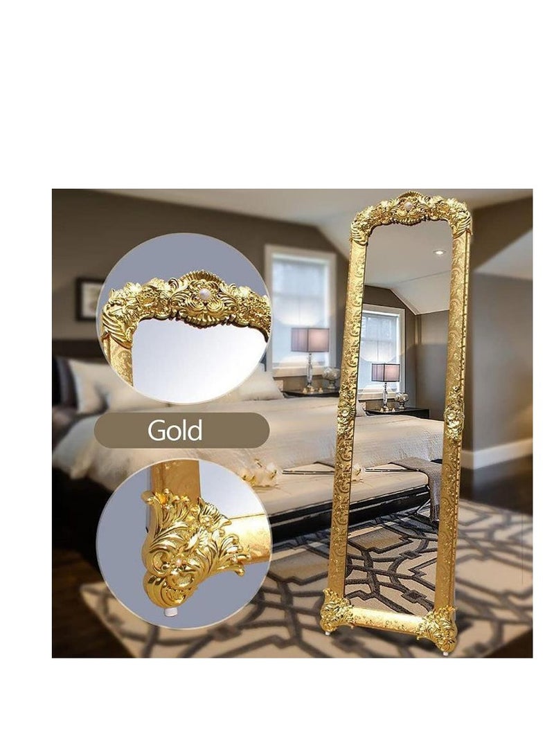 Golden Metal Framed Decorative Dressing Floor Standing Mirror, Full Body Mirror Gold 165X45 Cm  - Image 3