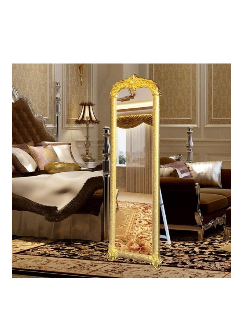 Golden Metal Framed Decorative Dressing Floor Standing Mirror, Full Body Mirror Gold 165X45 Cm  - Image 4
