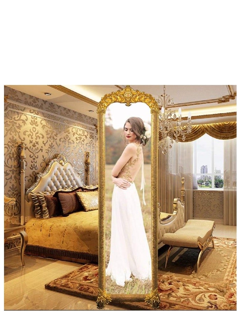 Golden Metal Framed Decorative Dressing Floor Standing Mirror, Full Body Mirror Gold 165X45 Cm  - Image 5