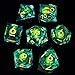 YEMEKO BeholderS Eye DND Dice Dragon Eye Liquid Core Sharp Edge Handmade Dice Set for Dungeons and Dragons Ttrpg MultiSided RPG Polyhedral Resin Roleplaying Green Dragon Eyes - Image 2