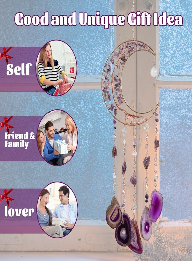 Dreamocean Amethyst Dream Catchers, Dreamocean Moon Tree of Life Dream Catcher Crystal Wind Chimes Sun Catcher Hanging Window Wall Decor Yoga Meditation Gifts for Adults Girls - Image 4