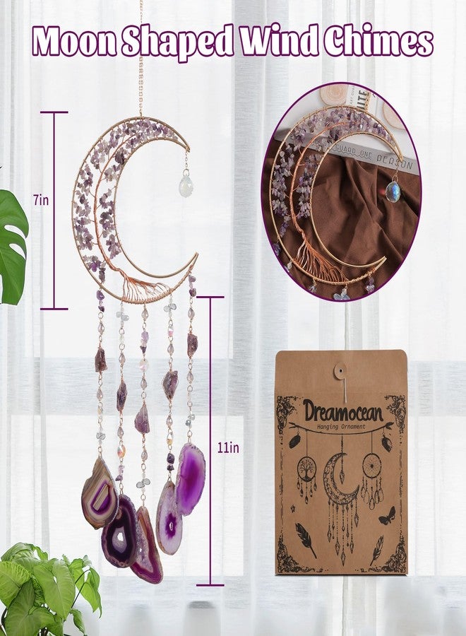 Dreamocean Amethyst Dream Catchers, Dreamocean Moon Tree of Life Dream Catcher Crystal Wind Chimes Sun Catcher Hanging Window Wall Decor Yoga Meditation Gifts for Adults Girls - Image 5