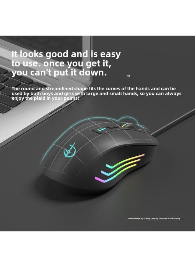 Wired Mouse Game E-sports Dedicated Silent Silent Office Universal Mechanical Suitable For Hp Lenovo Dell Computer-Color:Cool Black 【macro Customization + Seven-key RGB Lighting Effect-6400DPI】-Inte - Image 4