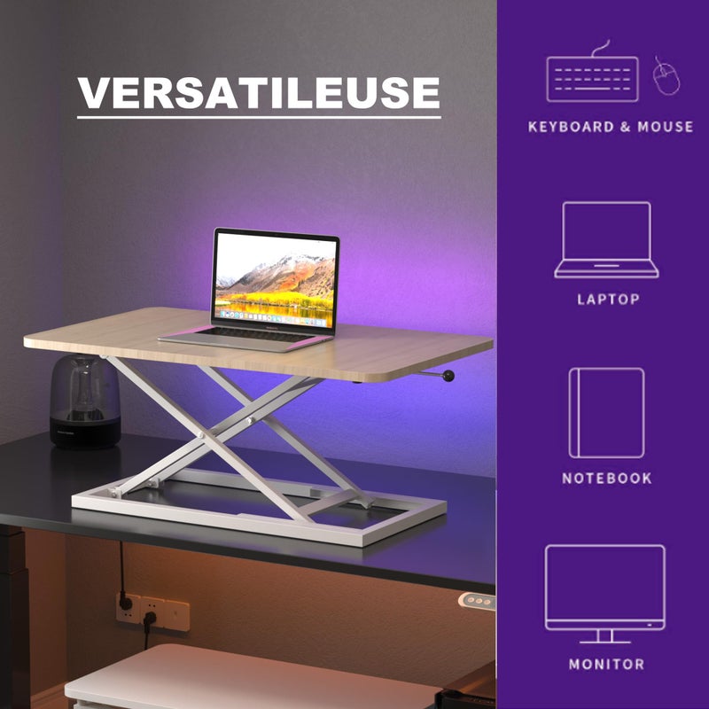 Decoholic Light Wood Small Single 24 inch Scissors Lift Keyboard and Mouse Riser ,Height Adjustable Standing Desk Converter,for Ergonomic Sit Stand Workstations (24 inch NW) - Image 5