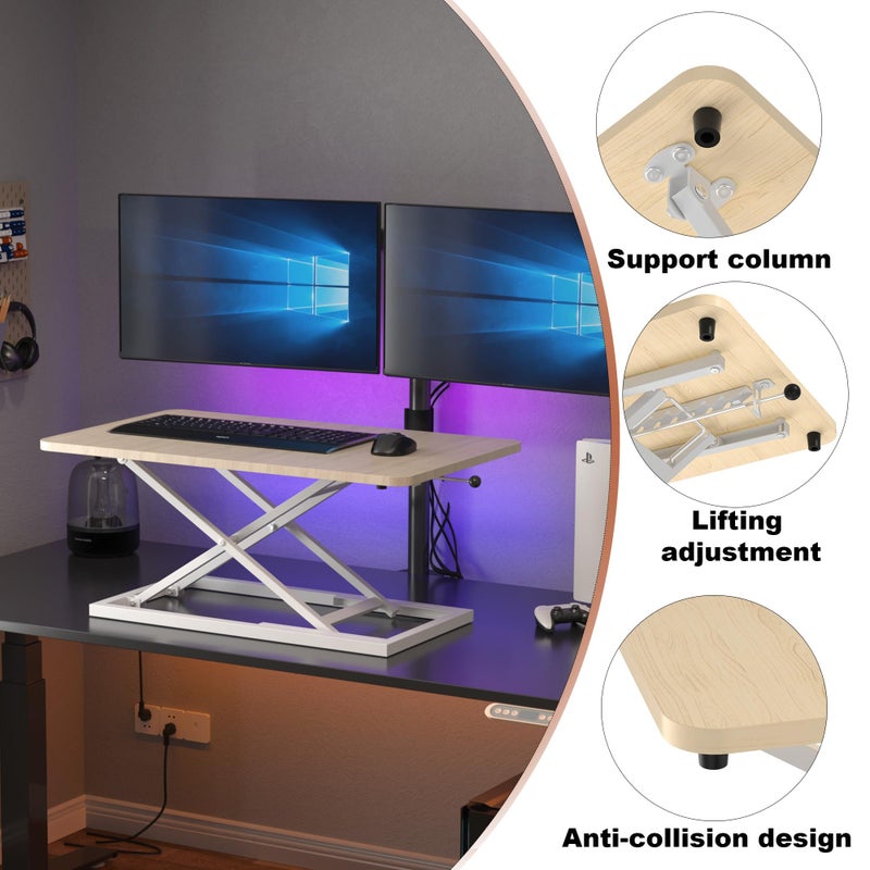 Decoholic Light Wood Small Single 24 inch Scissors Lift Keyboard and Mouse Riser ,Height Adjustable Standing Desk Converter,for Ergonomic Sit Stand Workstations (24 inch NW) - Image 4
