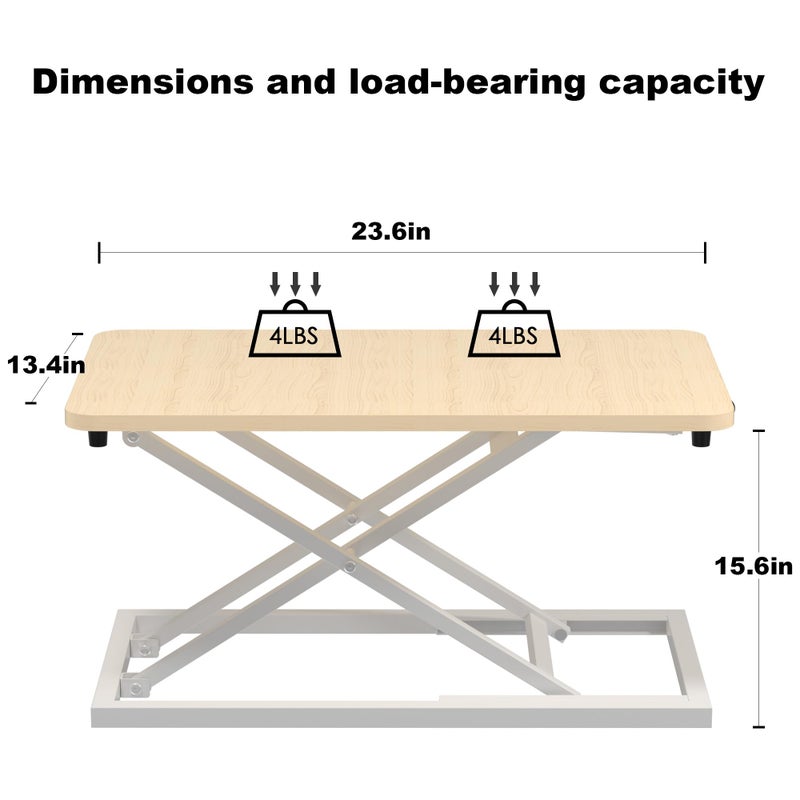 Decoholic Light Wood Small Single 24 inch Scissors Lift Keyboard and Mouse Riser ,Height Adjustable Standing Desk Converter,for Ergonomic Sit Stand Workstations (24 inch NW) - Image 3
