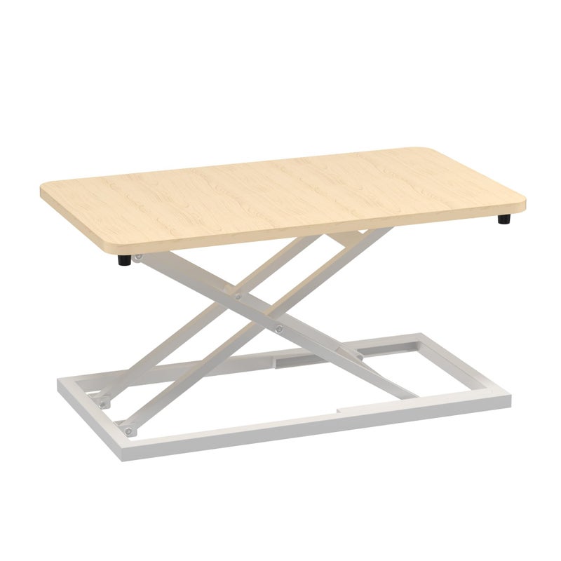 Decoholic Light Wood Small Single 24 inch Scissors Lift Keyboard and Mouse Riser ,Height Adjustable Standing Desk Converter,for Ergonomic Sit Stand Workstations (24 inch NW) - Image 1