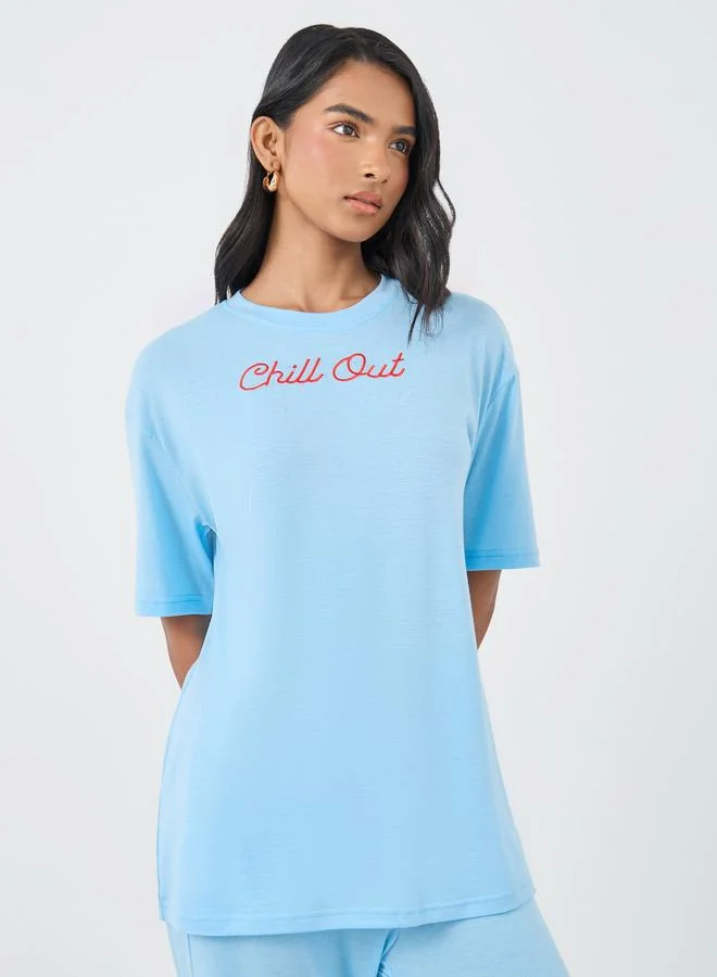 تايك تو Take Two Embroidered Round Neck Top and Pants Co-Ords