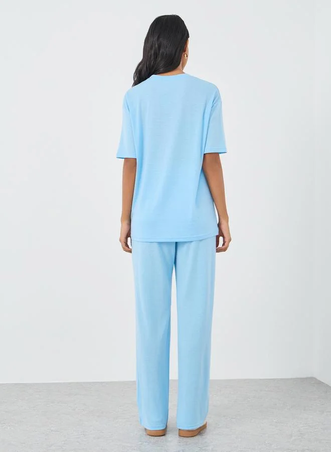 Take Two Take Two Embroidered Round Neck Top and Pants Co-Ords