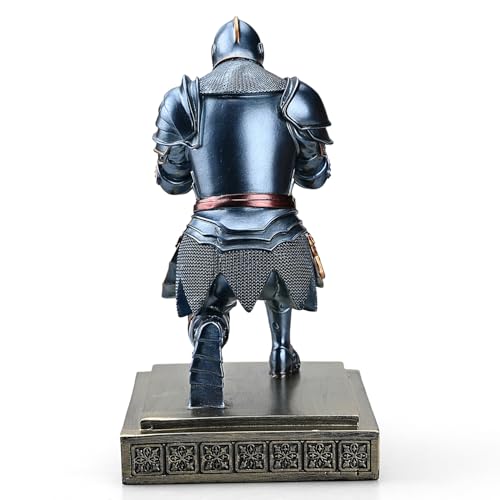 Amoysanli Medieval Armored Warrior Knight Pen Holder Desk Organizers and Accessories Resin Pencil Holder Paperweight as Gift with a Cool Letter Opener for Desk (Blue) - Image 5